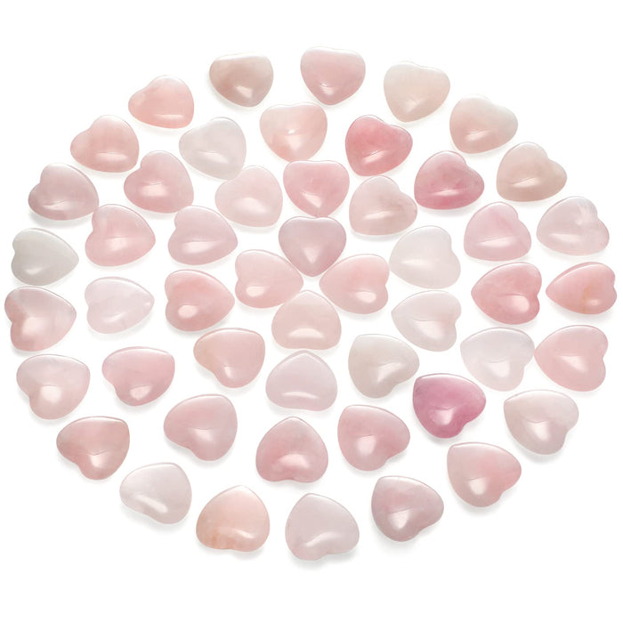 Gerrii 50 Pcs Heart Healing Stone Bulk Quartz Heart Rose Quartz Inspirational Stones Mother Day Gift for Women Love Pocket Polished Natural Energy Balancing Meditation 0.8 Inch