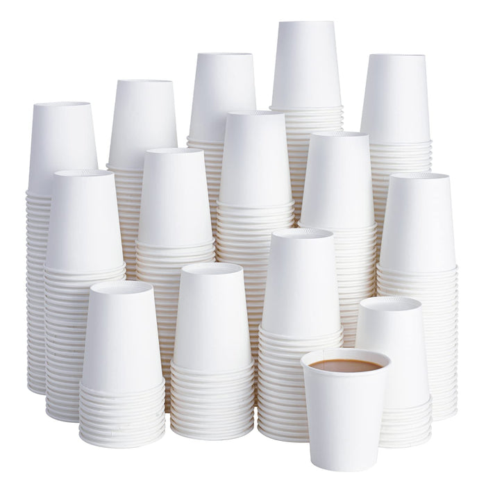 LITOPAK 400 Pack 8 oz Disposable Paper Coffee Cup, Hot/Cold Beverage Drinking Cups for Water, Paper Coffee Cups, White Paper Hot Coffee Cups, Suitable for Party, Picnic, Travel, and Events