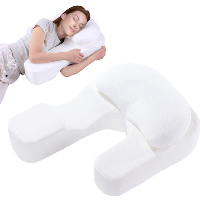 ROYALAY Side Sleeper Pillow with Arm Hole for Adults, Memory Foam Pillow for Neck and Shoulder, Large U-Shaped Shoulder Pillow for Acid Reflux Relief