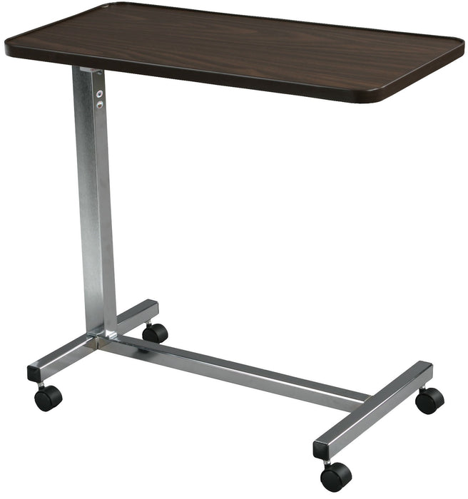 Drive Medical 13003 Non Tilt Top Overbed Table with Wheels, Chrome