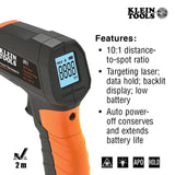 Klein Tools IR07 Dual Infrared (IR) and Probe Pocket Size LCD Digital Thermometer and Klein Tools IR1 Infrared Thermometer, Digital Laser Gun