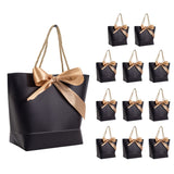 WLUSEAXI 12Pack Black Gift Bags,Small Gift Bags with Handles Party Favor Bags with Gold Bow Ribbon,Paper Gift Bags Bulk for Christmas Birthday Baby Shower Wedding Bridesmaid Holiday Valentines Day