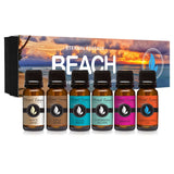 Beach - Gift Set of 6 Premium Fragrance Oils - White Sand, Ocean Breeze, Honolulu Sun, Mermaid, Caribbean Escape and Sun & Sand - 10ML