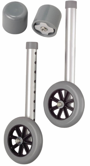 Medline Premium Walker Wheel Caster Kit, 5 Inch Wheels- Pack of 6 - High-Quality, Durable & Smooth Rolling Replacement Wheels for Walkers and Rollators