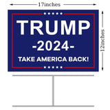 Trump 2024 Yard Sign,Donald Trump Yard Signs 18" X 12" Double Sided Fade Resistant,Take America Back Trump Merchandise Supports Voted for Elections Decor Outdoor Garden Party Supplies w/Metal H Stakes