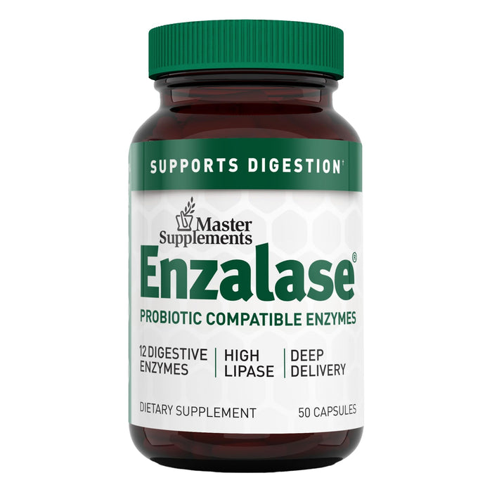 ENZALASE Master Supplements 50 Capsules - Probiotic Compatible Enzymes - Provides Digestive Boost + Gas & Bloating Relief - Gluten Free - 50 Servings