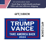 Double Sided Blue Trump Vance 2024 Flag 4x6 Made in USA Outdoor Heavy Duty 3 Ply Polyester Trump Take America Back Flag with White Starting Tape and 2 Brass Grommets