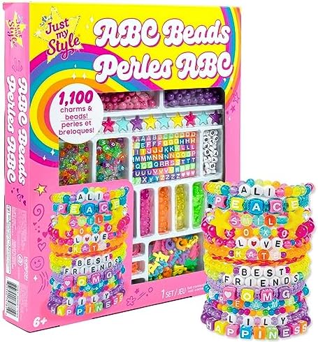 Just My Style Personalized Alphabet Beads, Includes 1000+ Charms & Beads, Makes Over 40 Pieces of Jewelry, Great Bead Kit, Fun Bracelet Making Kit