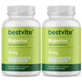 BESTVITE Bioperine 10mg (240 Vegetarian Capsules) (120 x 2) - No Stearates - Vegan - Non GMO - Gluten Free - Absorption Enhancer