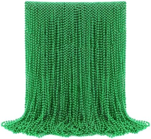 JOYIN 120 PCS St Patrick Green Bead Necklaces, Mardi Gras Beads Necklace, Lucky Green Beaded Necklaces Bulk for Saint Patrick's Day Accessories, St. Patrick's Day Party Favor Supplies