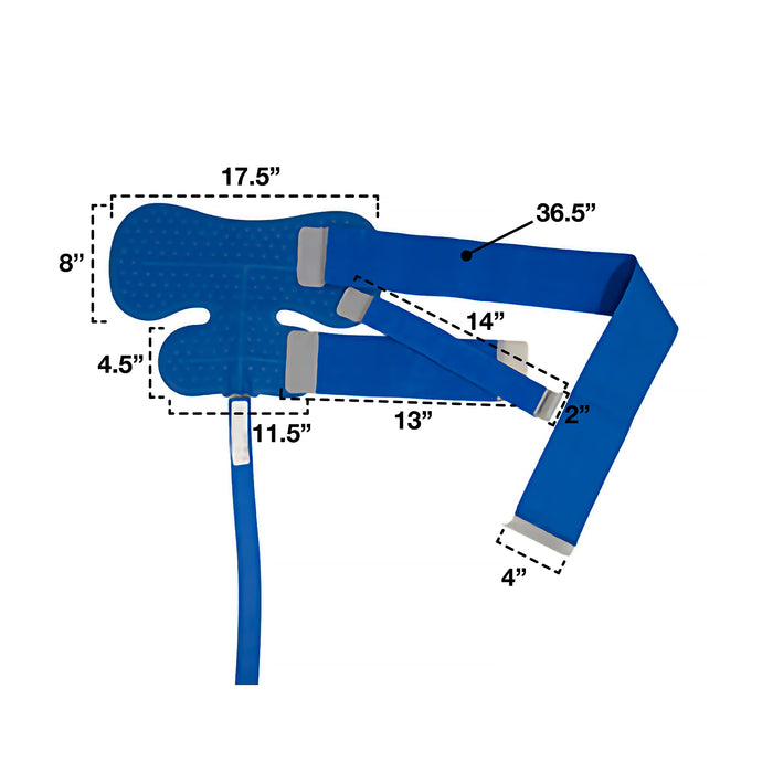 Polar Active Ice® Shoulder and Upper Arm therapy pad provides broad coverage with 10.5” x 11.5” upper, 13” x 4.5” lower pad. Use only with The Polar Active Ice #AIS therapy system.