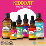 Kiddivit Baby Multivitamin Liquid Drops with Inulin - 48 Daily Servings, 4 Fl Oz (120mL) - Glass Bottle - Sugar Free, Gluten Free, Vegetarian Friendly