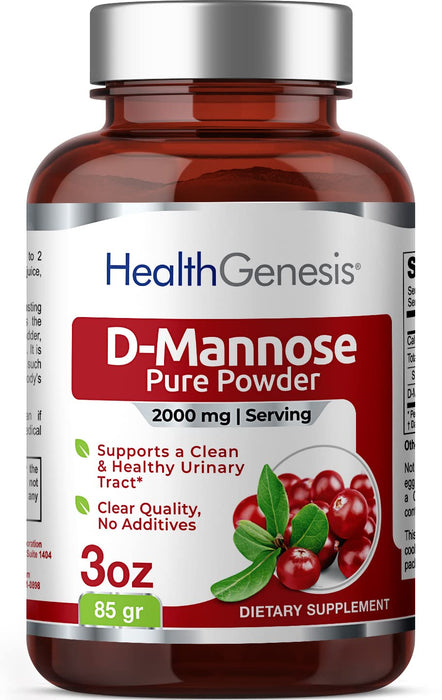 Health Genesis D-Mannose Pure Powder 2000 mg 3 oz 85 g - Supports Urinary Bladder Tract Health