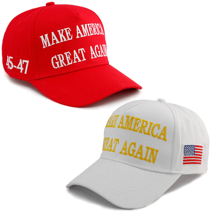 Nigua MAGA Hat, 2PCS 45-47 Trump 2024 Hat Make America Great Again Slogan Baseball Cap