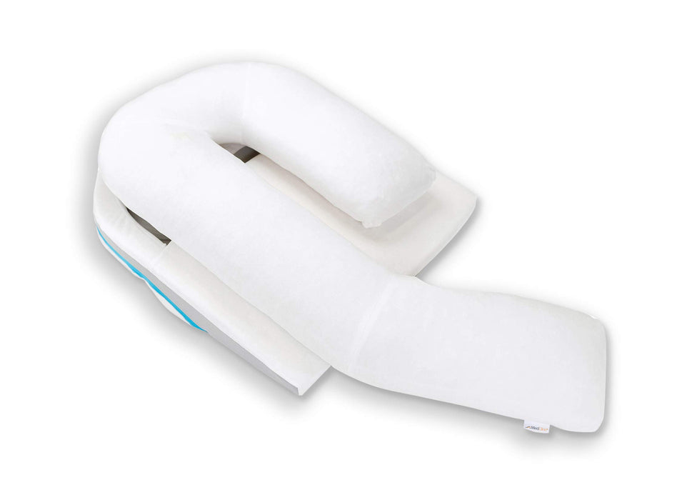 MedCline Shoulder Relief Wedge and Body Pillow System, Right or Left Side Sleeping Comfort, Medical Grade, Size Small/Medium (5’9 and Under)