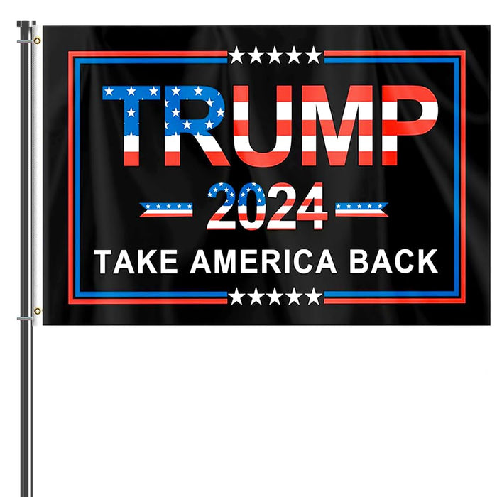 ERT Donald Trump 2024 Flag 3X5 Foot Take America Back No More Bullshit Flag President Flags 3x5 ft with Brass Grommets MAGA (Black Trump 2024 Flag)