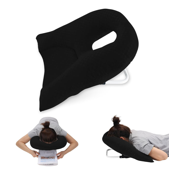 wuwumiline Newly Upgraded Face Down Pillow After Eye Surgery, Prone Pillow with Arm Hole for Face Down Sleeping, Retina and Vitrectomy Lying Pillow, Post Eye Surgery Recovery (Black)