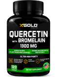 Quercetin + Bromelain 1,300mg – Quercetin: 95% - Highly Purified and Highly Bioavailable Plus Bromelain 2,400 GDU/g - Made in USA | 120 Caps