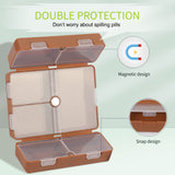 FYY 2 Pcs Daily Pill Organizer, 7 Compartments Portable Pill Case Travel Pill Organizer,[Folding Design]Pill Box for Purse Pocket to Hold Vitamins,Cod Liver Oil,Supplements and Medication-Brown