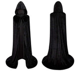 Full Length Hooded Velvet Cloak Halloween Christmas Fancy Cape Costumes Black