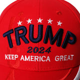 Trump 2024 Hat,3D Embroidered Trump Hat Keep America Great Donald Trump Slogan Hat Adjustable Baseball Cap (Red 2024)