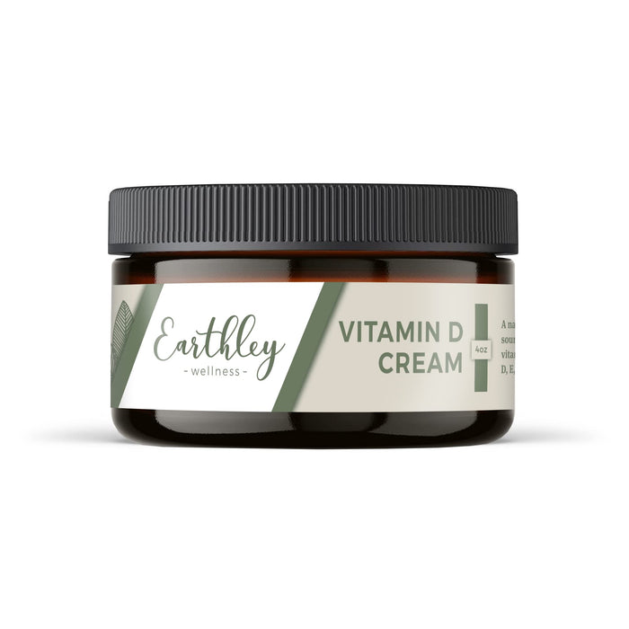 Earthley Vitamin D Cream, Cod Liver Oil, Emu Oil, Organic Mango Butter, Avocado Oil blend, Paraben-Free, Sulphate-Free, Fragrance-Free (4 oz, Vitamin D Cream)