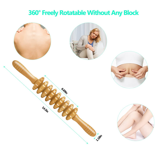 AICNLY 4 Pcs Wood Therapy Massage Tools for Body Shaping, Lymphatic Drainage Massager, Maderoterapia kit, Wooden Massage Roller, Anti-Cellulite Massager, Body Sculpting Tools Set