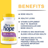 Dr’s Hope Vitamin K2-90 Capsules with 500 mcg MK4 + 100 mcg MK7 | Bone and General Health Support | High-Potency K-2 Vitamins Supplement - 1 Capsule Daily