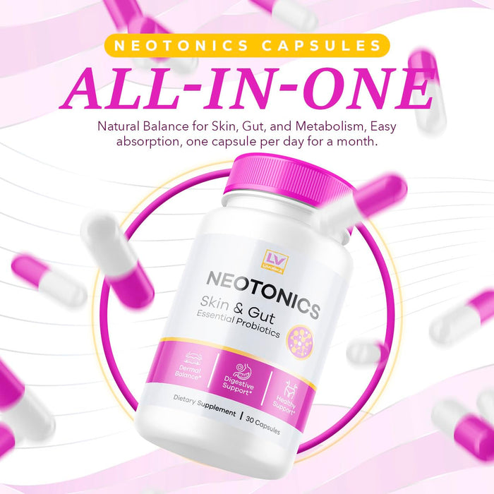 1 Pack - Neotonics Capsules - Neotonic Skin & Gut Essential Probiotics, Neotonic, Neotonics Skin 30 Capsules For 1 Month, Neotonics Skin And Gut Organic, Neotonics Reviews, Neotonics Skin Care.