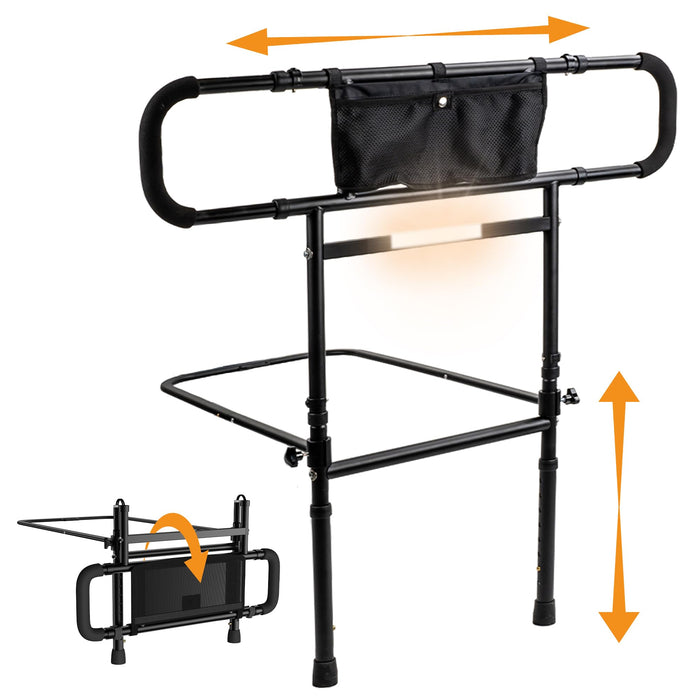 Ocarevian Bed Rails for Elderly Adults Safety, Foldable & Adjustable Side Rails for Bed for Seniors, Elderly Bed Rails with Light & Storage Pouch, Adult Bed Assist Rail for Queen Twin King Bed
