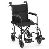 monicare Wheelchairs for Adults 16 inch Seat Folding Compact Transport Chair with Loop-Lock Handbrakes and Back Folds Down Foldable Lightweight Wheel Chair for Storage, 250 lbs Capacity, Black