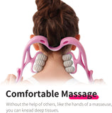 Thrudove Neck Massager Roller, Neck Roller, Neck and Shoulder Handheld Massager with 6 Balls Massage Point, Neck Pain Relief Massager for Deep Tissue in Neck, Back, Shoulder, Waist, and Legs (Pink)
