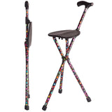 Switch Sticks Walking Stick, Walking Cane, Cane Chair, Quad Cane and Folding Cane with Seat is 34 Inches Tall, FSA and HSA Eligible, Supports Up to 220 Pounds, Bubbles