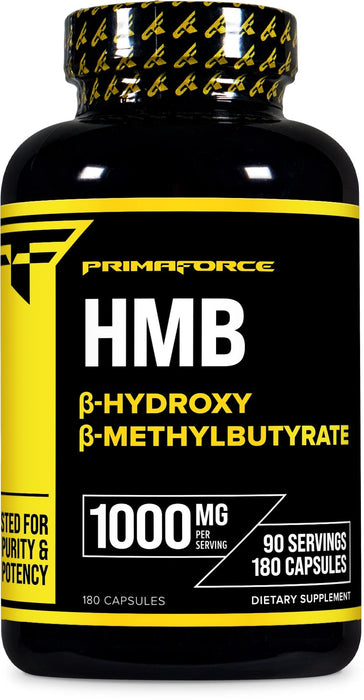 Primaforce HMB (Beta-Hydroxy Beta-Methylbutyrate) 1000mg, 180 Capsules (500mg Per Capsule) - Gluten Free and Non-GMO Supplement