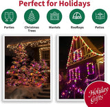 LAMPHOME Super-Bright Extendable Orange Purple and Green Christmas Lights Decoration 150Lights 31.9ft UL Certified Mini Bulb String Lights Set for Outdoor Halloween Christmas Tree Garden Holiday Decor