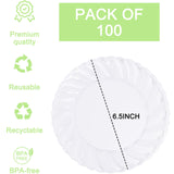 U-QE 100 Pieces Clear Plastic Plates-6 Inch Plastic Dessert Plates Disposable - Washable & Reusable - Premium Hard Clear Plates Fancy Disposable Heavy Duty Plastic Plates for Party,Weddings and Events