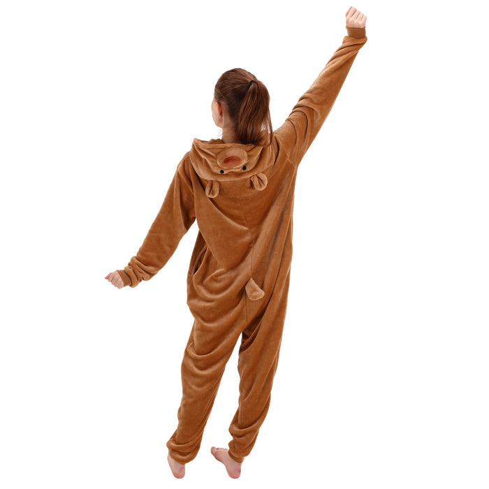 COSUSKET Snug Fit Unisex Adult Onesie Pajamas, Flannel Teddy Bear Cosplay Animal One Piece Halloween Costume Sleepwear Homewear