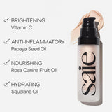Saie Mini Glowy Super Gel Lightweight Illuminator - Luminizer + Makeup Primer for Glowing Skin - Enriched with Vitamin C + Hydrating Squalane Oil - Wear Alone or Under Makeup - Sunglow (0.5 oz)