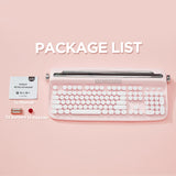 YUNZII ACTTO B503 Wireless Typewriter Keyboard, Retro Bluetooth Aesthetic Keyboard with Integrated Stand for Multi-Device (B503, Baby Pink)