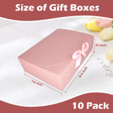 BoShahai 10 PCS Gift Boxes with Lids, 10.6x7.8x3.1 Inch Kraft Paper Gift Box, pink with Ribbon, Bridesmaid Proposal Box for Wedding, Packaging, Present, Birthday, Cupcake