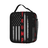 PrelerDIY Grunge American Flag Trump Lunch Box - Insulated Lunch Bags for Women/Men/Girls/Boys Detachable Handle Lunchbox Meal Tote Bag