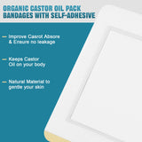 20Pcs Castor Oil Pack Wrap, Castor Oil Packs for Liver Detox, Highly Absorbent 8.7"*7.9" Self-Adhesive Castor Oil Wrap Organic Cotton for Better Absorb Castor Oil and Anti Oil Leak (Oil Not Included)