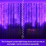 HXWEIYE 300LED Purple Fairy Curtain Hanging Lights with Remote 8 Modes Timer for Bedroom, 9.8x9.8Ft USB Plug in Christmas Fairy String Lights for Outdoor, Weddings, Party, Garden, Wall, Decorations