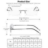 Photochromic Progressive Multifocus Reading Glasses Blue Light Blocking Diamond Cut Rimless Transition Sunglasses For Men Women Multifocal Titanium Eyeglasses (1.5 X)Multifocus Readers With Spring Hinge