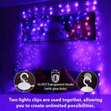 HXWEIYE 300LED Purple Fairy Curtain Hanging Lights with Remote 8 Modes Timer for Bedroom, 9.8x9.8Ft USB Plug in Christmas Fairy String Lights for Outdoor, Weddings, Party, Garden, Wall, Decorations