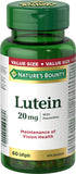 Nature's Bounty Lutein Pills, Eye Health Supplements and Vitamins, Support Vision Health, 20 mg, 60 Softgels