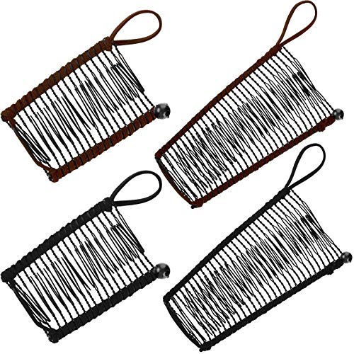 WILLBOND 4 Pieces Hair Clips for Women, Large & Small Vintage Clincher Comb Banana Hair Grip, No Crease Clips for Natural Curly Thick Wavy Hair, Ponytail Style (Khaki, Black)