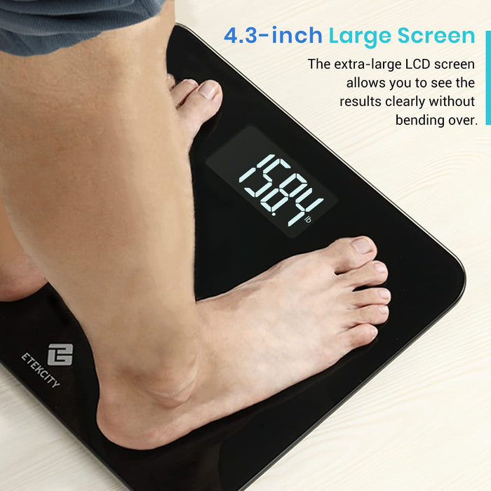 Etekcity Scale for Body Weight, Bathroom Digital Weighing Machine for People, Extra Wide Platform and High Capacity, Accurate and Safe, Large Number and Easy-to-Read on Backlit LCD Display, 440 lb