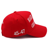 Trump 2024 45-47 MAGA Hat Make America Great Again Donald Trump Slogan with USA Flag Embroidery Adjustable Baseball Cap (2pcs Red MAGA Hat)