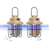 vertmuro Bug Zapper Outdoor Camping Lamp Mosquito Repellent, Versatile Portable & Rechargeable Flying Insect Killer Lantern, Outdoor Mosquito Zapper for RVs, Camping, Home, Patio, 2pc